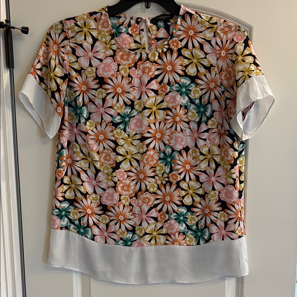Banana Republic Floral Blouse - Black, Pink, Yellow, White
